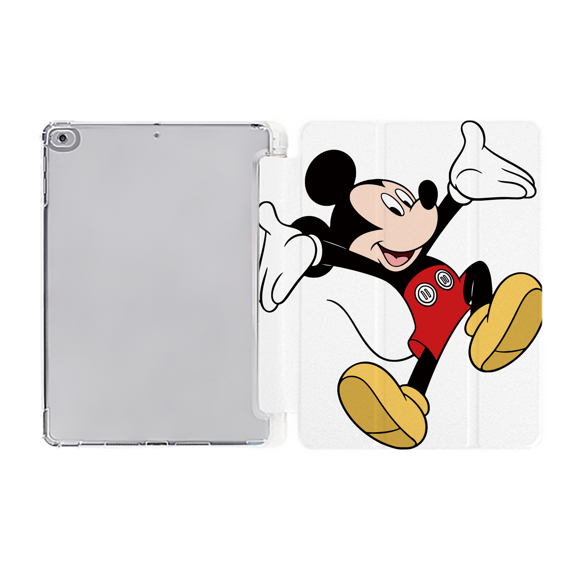（画像用） ミッキーマウス Mickey Mouse IPad ケース ペン収納付き 三つ折りスタンド PUレザー×シリコン 対応機種9.5/10.5/10.9インチ